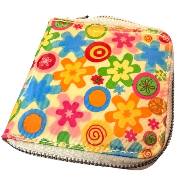 Pylones Paris Flower Retro Floral Colorful Zip Around Wallet Card Holder Cute - Picture 1 of 8